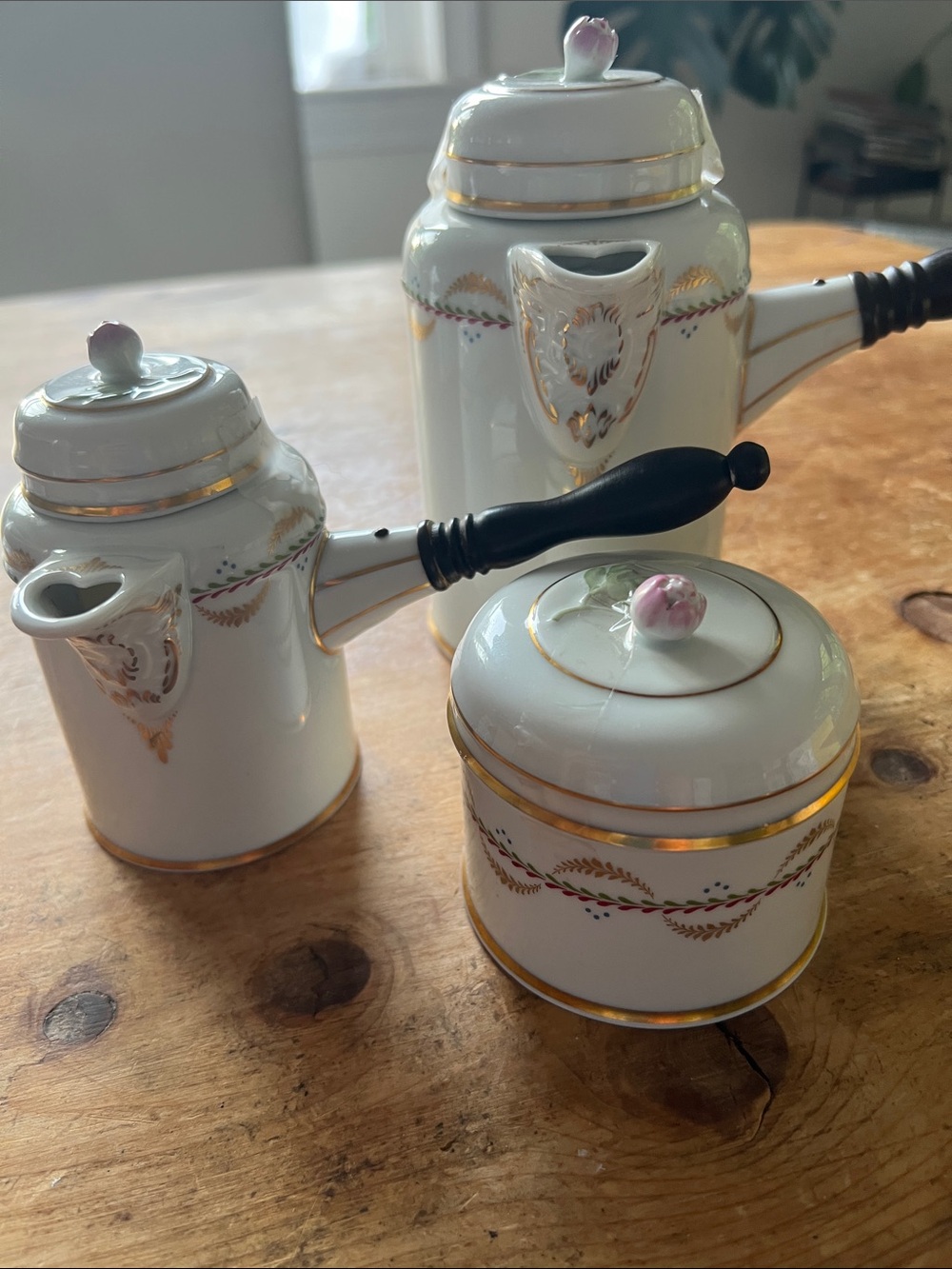 Vintage Hot Chocolate Fürstenberg Germany porcelain pot 3 piece service